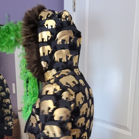 Black & Gold Elephant Jacket, EUC - Picture 3 of 5